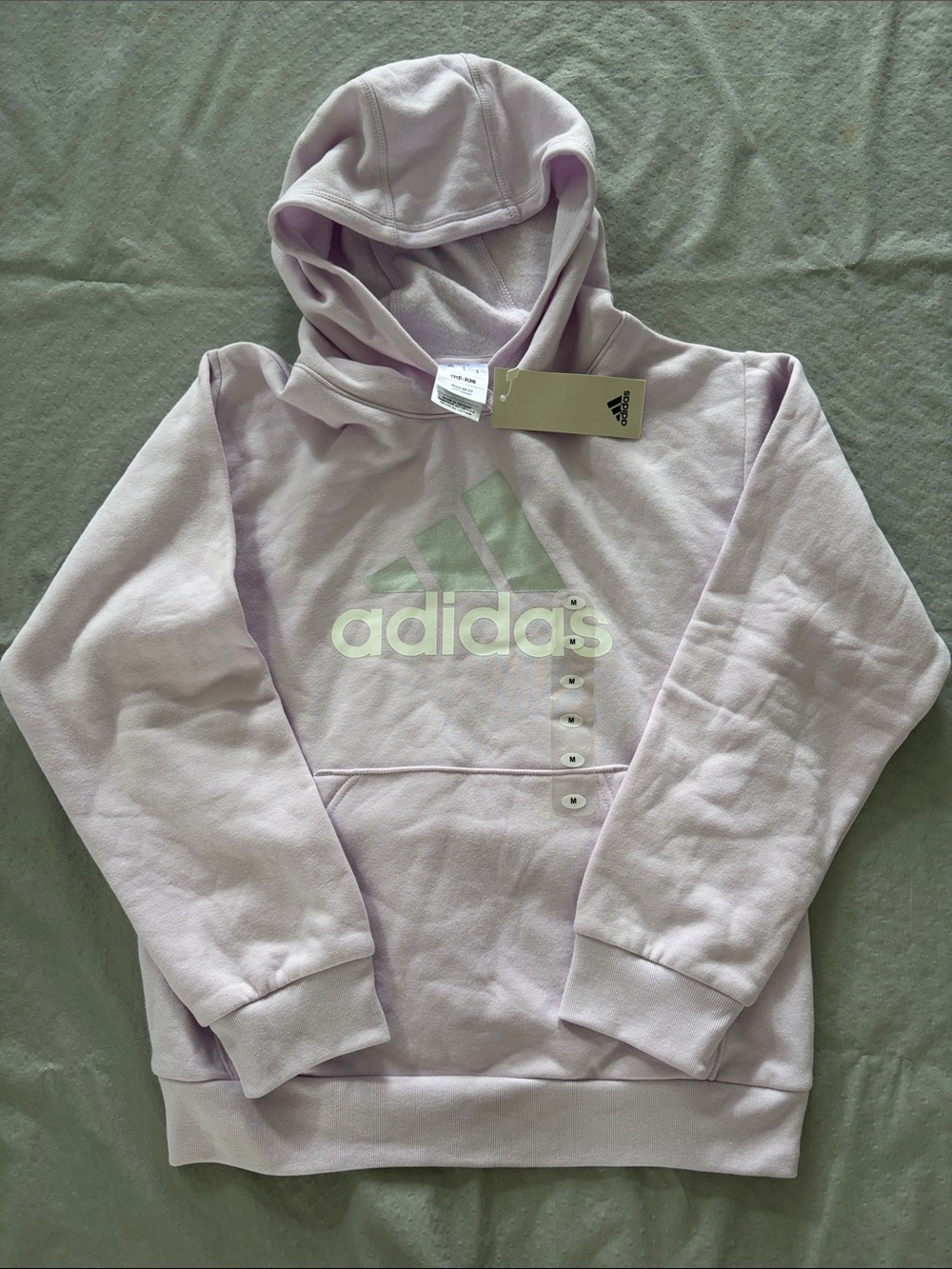 adidas Girls Light Lavender Hooded Sweatshirt with White Logo